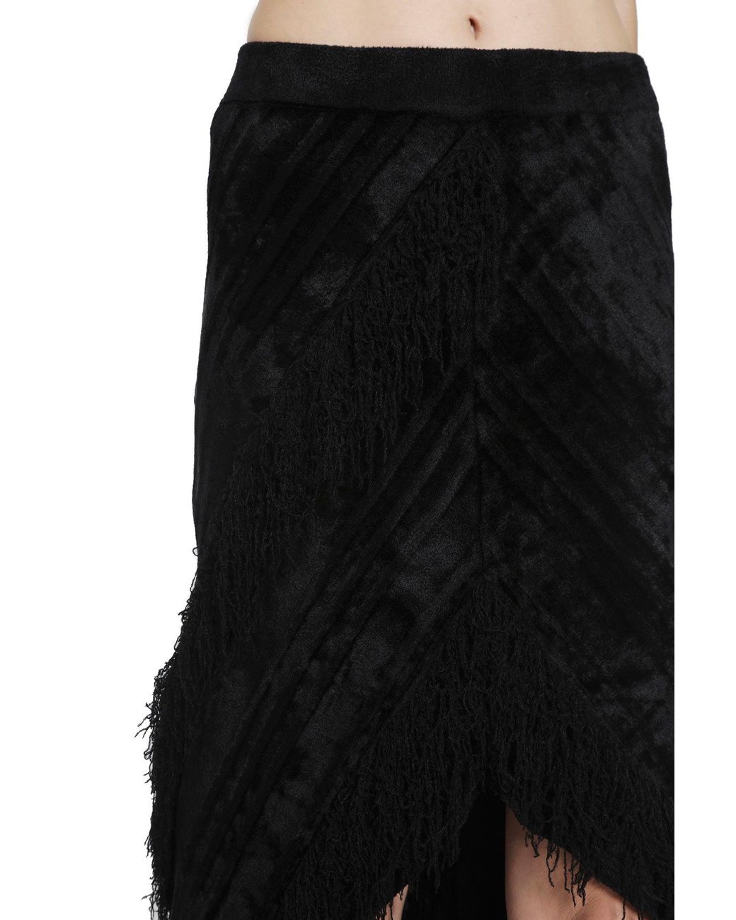 YA YI Black Giselle Fringe Skirt