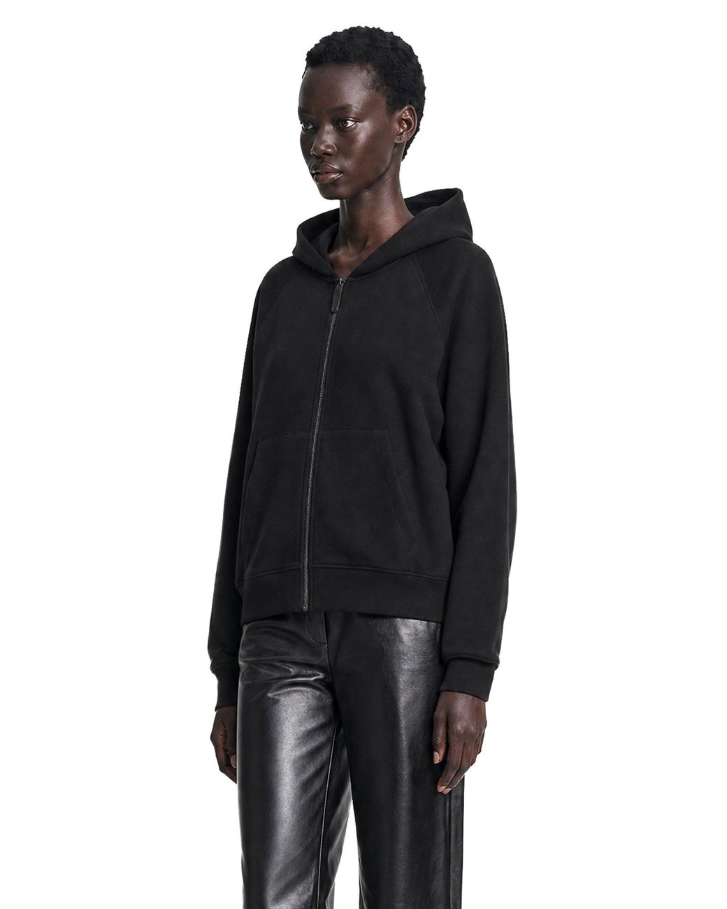 Max Mara Black Technical Cotton Zip-Up Hoodie