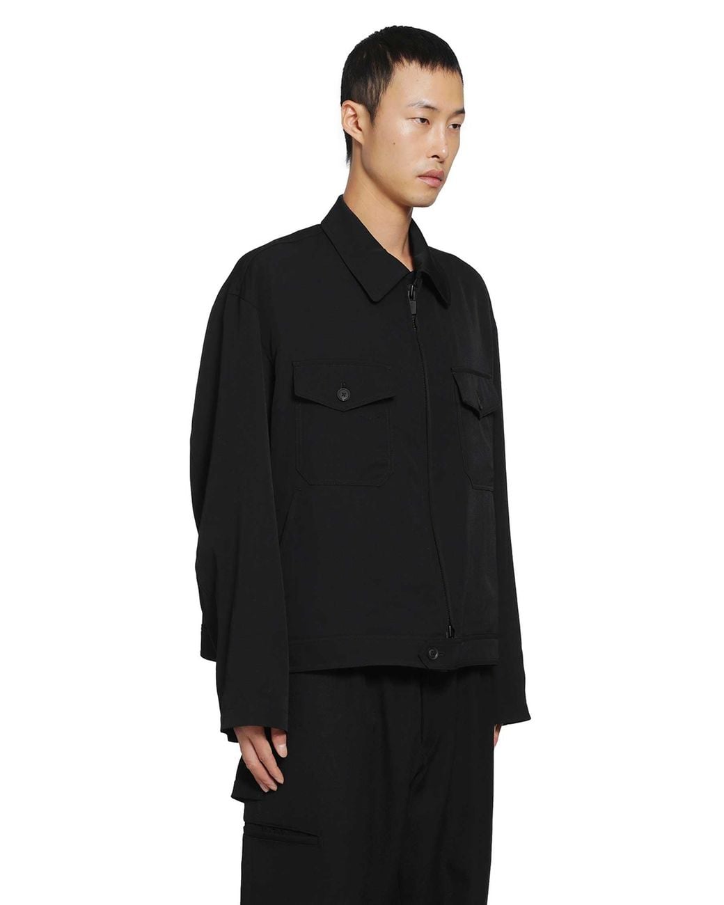 Yohji Yamamoto Black Wool Gabardine Blouson for men