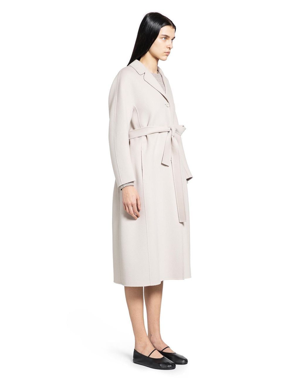 Max Mara White Flared Wool Coat