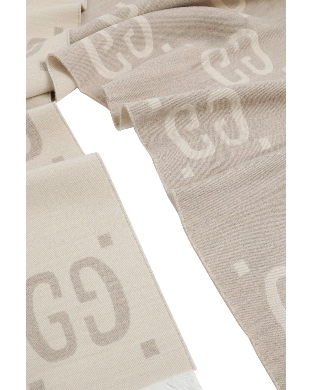 Gucci Natural Gg Jacquard Wool Silk Scarf for men