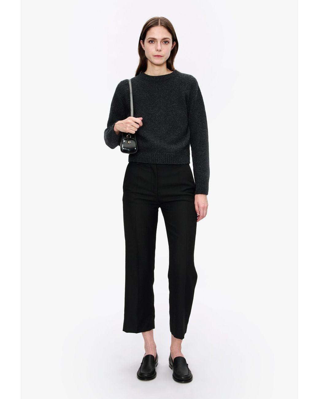 A.P.C. Black A. P.c. Women's Short Crew Neck Sweater Size: Extra Small In Anthracite