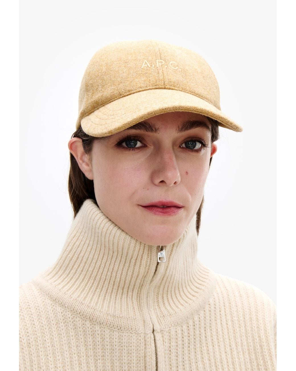 A.P.C. White A. P.c. Men's Charlie Baseball Cap Size: 54 In Beige for men