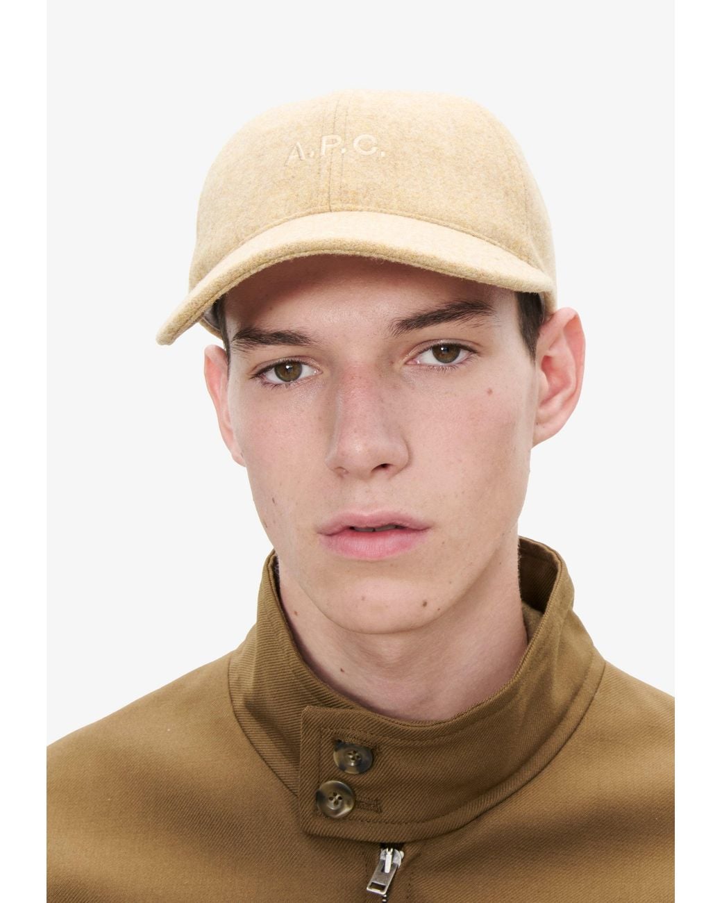 A.P.C. White A. P.c. Men's Charlie Baseball Cap Size: 54 In Beige for men