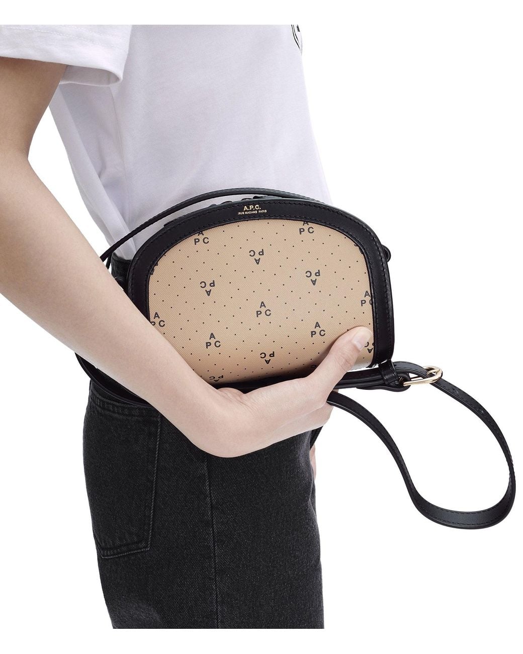 A.P.C. Black A. P.c. Women's Demi-lune Mini Bag One Size In Beige