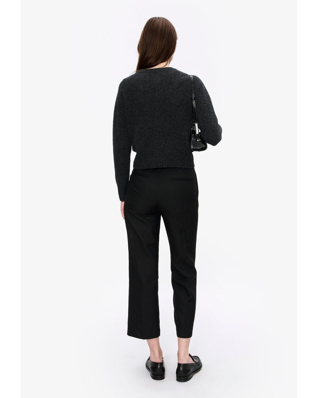 A.P.C. Black A. P.c. Women's Short Crew Neck Sweater Size: Extra Small In Anthracite