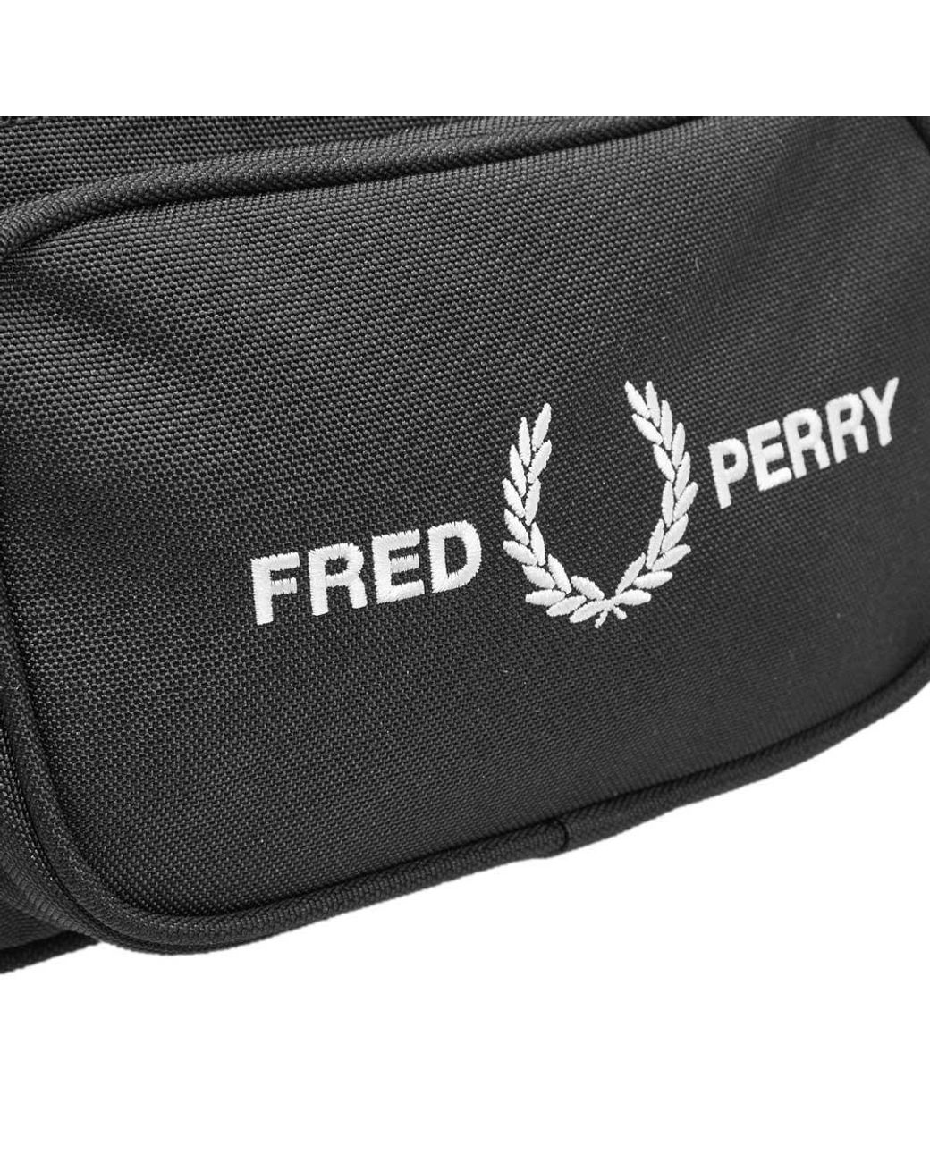 Fred Perry Cotton Black Graphic Waist Bag for Men | Lyst