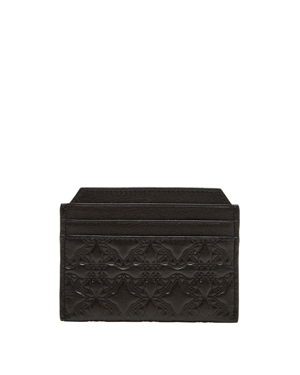 Men's Embossed Monogram Card Case Box in Black