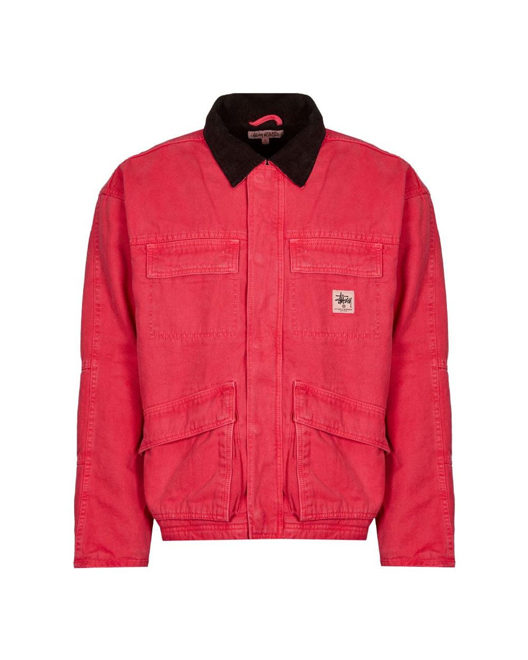 Stussy Stussy Washed Canvas Shop Jacket in Red for Men | Lyst