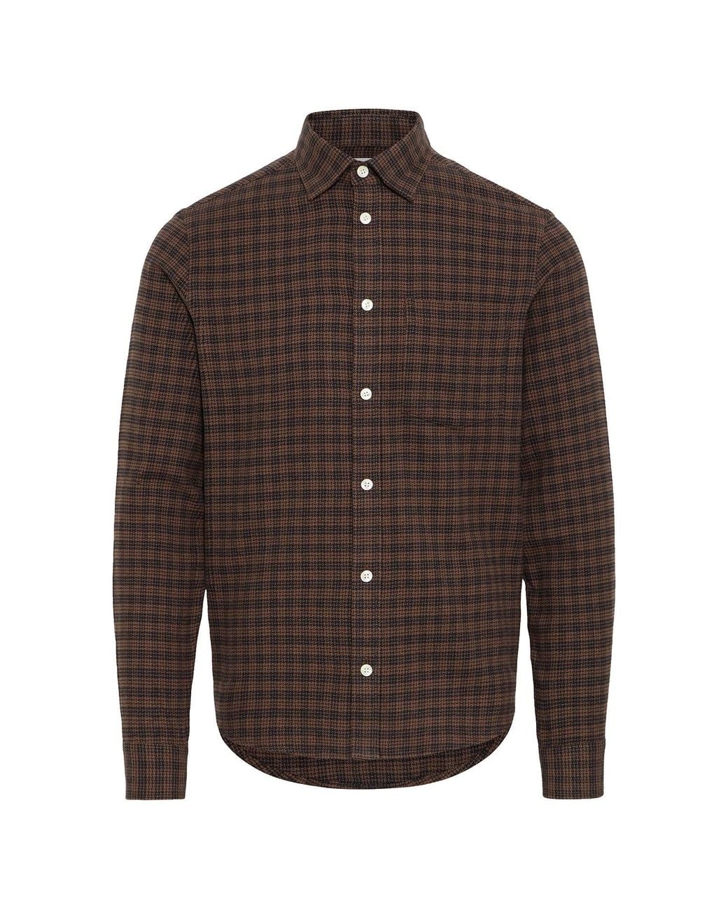 Casual Friday Brown Benedict Brushed Cotton Shirt for men