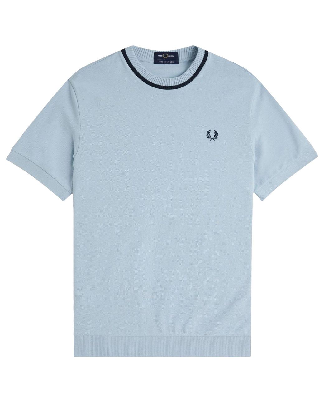 Fred Perry Blue Crew Neck Pique T-Shirt for men