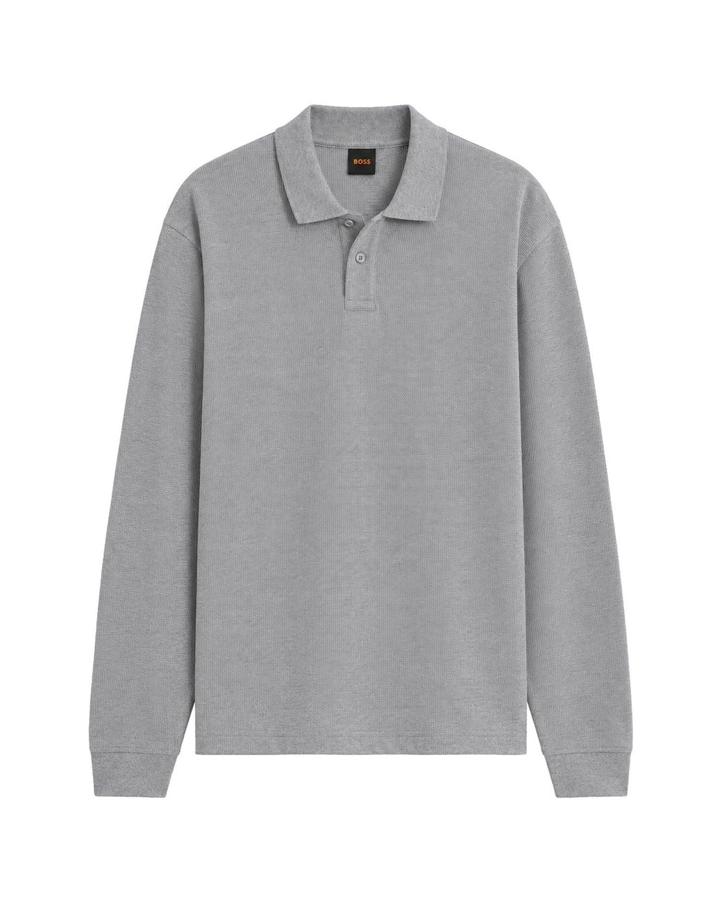 Boss Gray Petempestolong 1 Waffle Ls Polo for men
