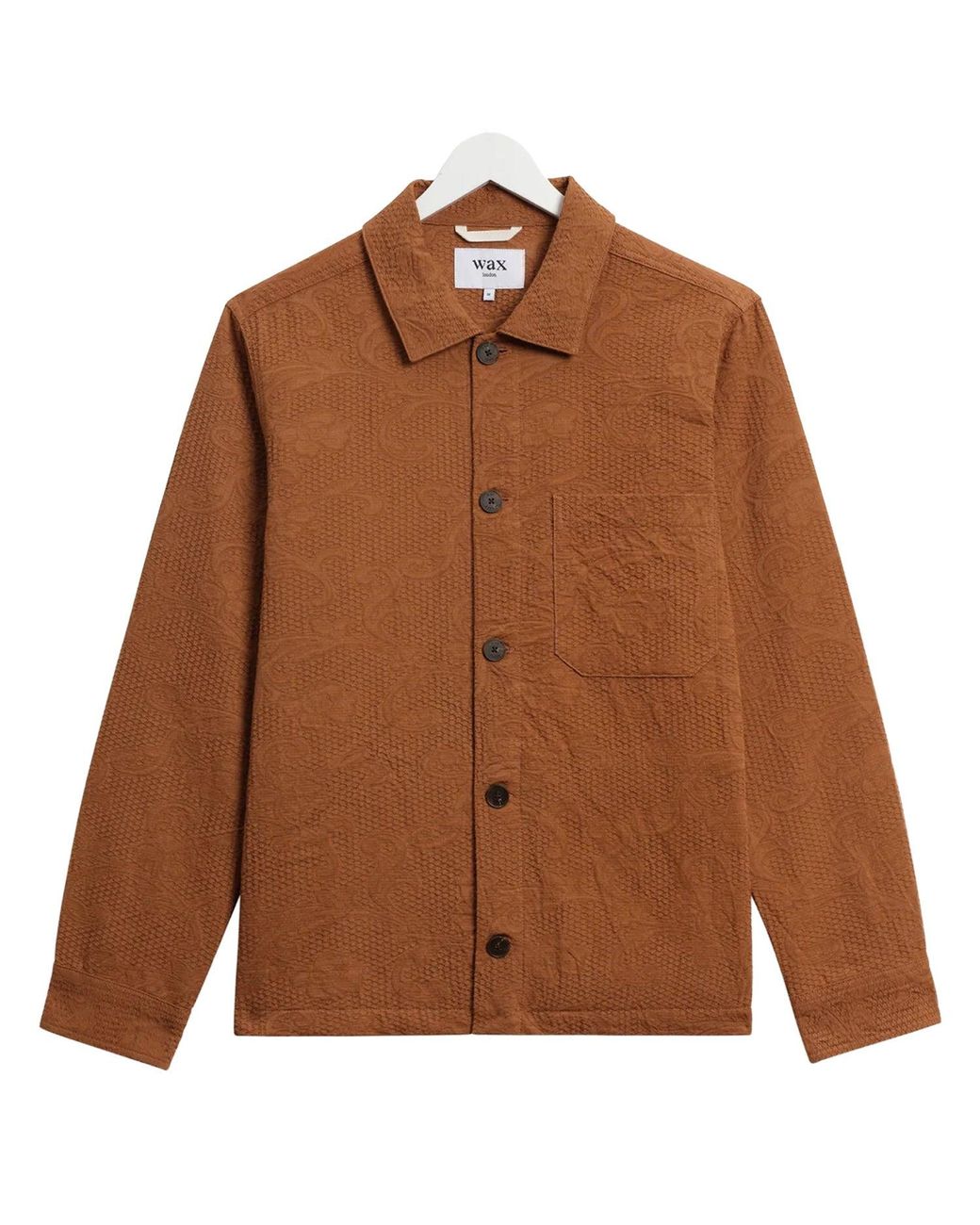 Wax London Brown Rockley Honeycomb Jacquard Overshirt for men