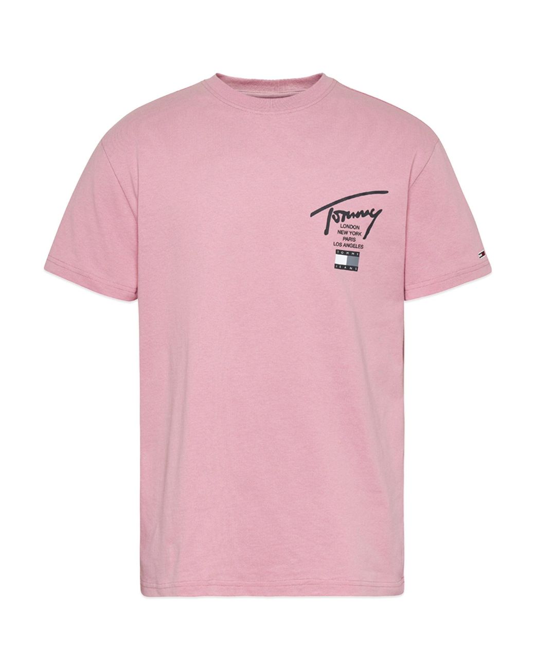 Tommy Hilfiger Denim Tommy Modern Essential Signature T-shirt in Pink for  Men - Save 29% | Lyst