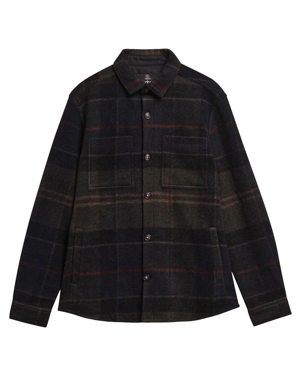 Barbour Black Woodlane Brushed Check Overshirt for men