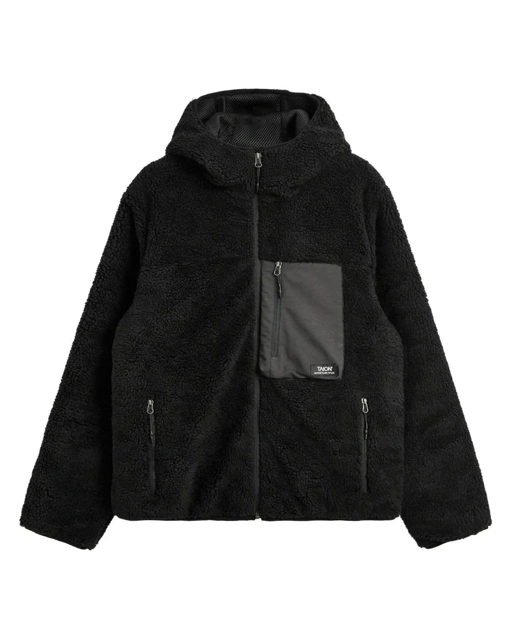 Taion Black Mountain Boa Fleece Hooded Jacket for men