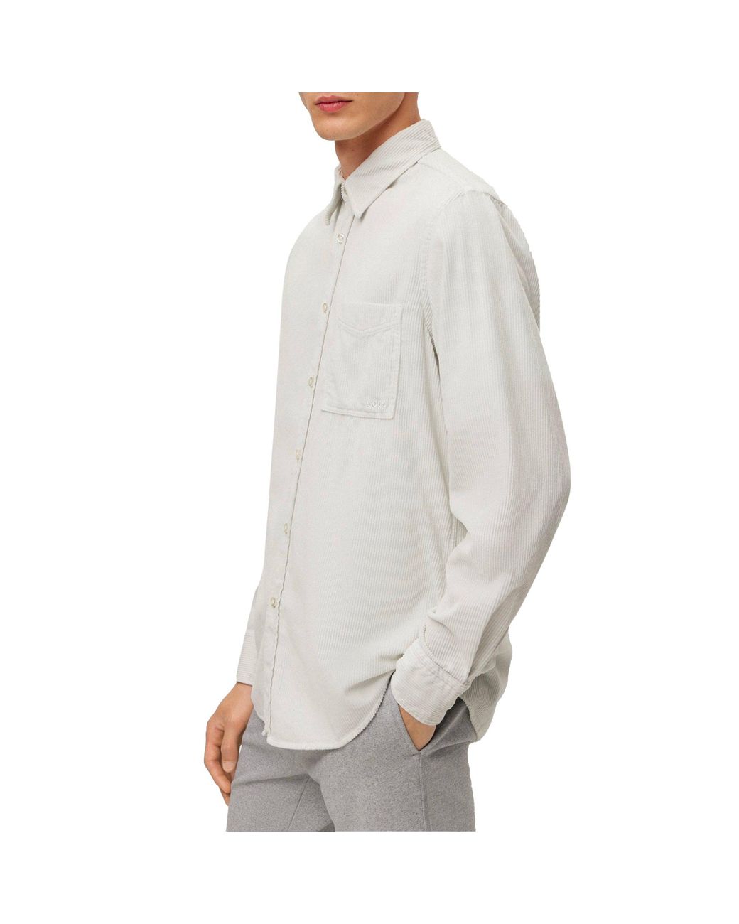 Boss White Relegant 6 Corduroy Shirt Light Pale Small for men