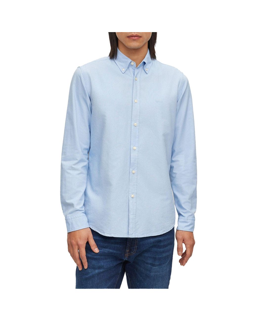 Boss Blue Rickert Oxford Regular Fit Ls Shirt Sky Small for men