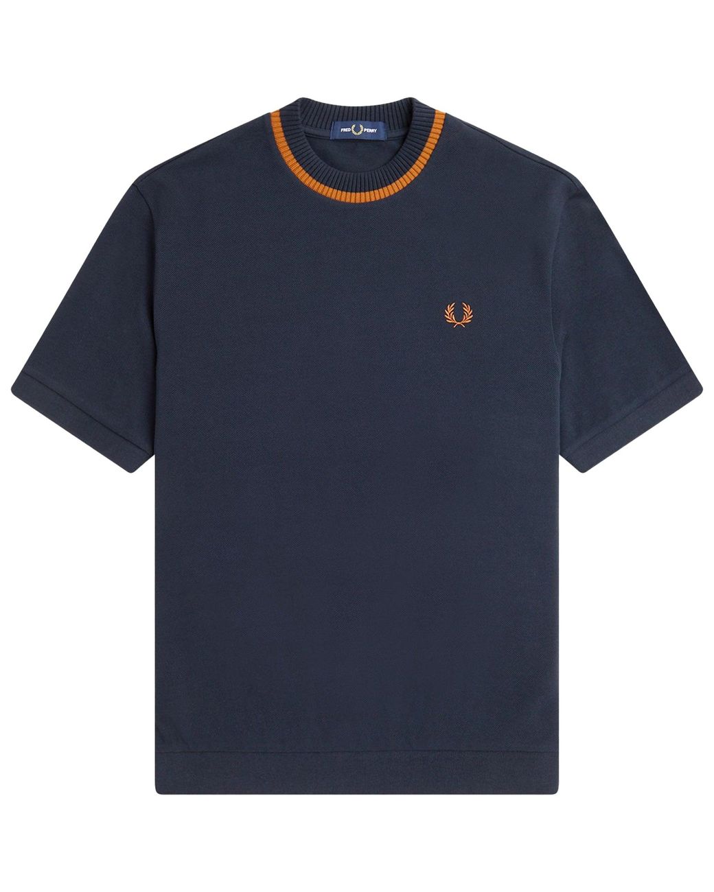 Fred Perry Blue Crew Neck Pique T-Shirt for men
