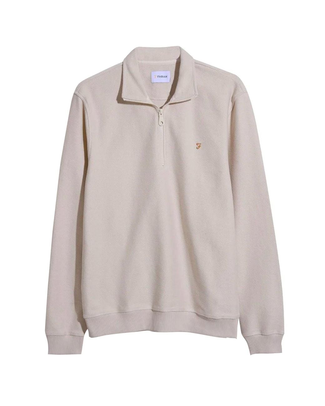 Farah Gray Weah Twill 1/2 Zip Sweater for men