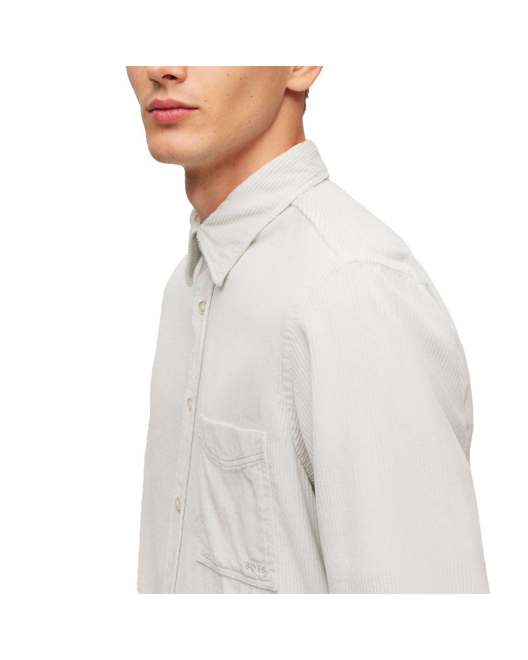 Boss White Relegant 6 Corduroy Shirt Light Pale Small for men