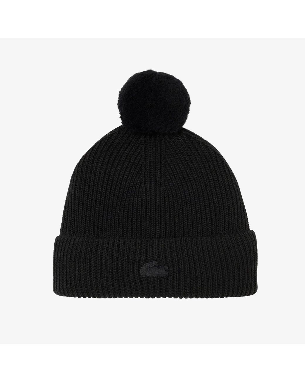 Lacoste Black Rb7028 Sport Crocodile Stretch Beanie for men