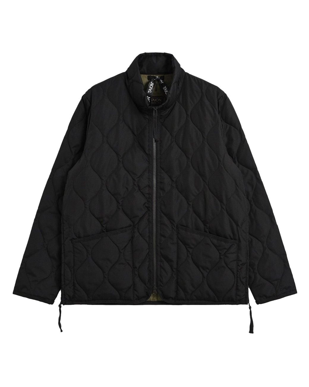 Taion Black Military High Neck Zip Down Jacket for men
