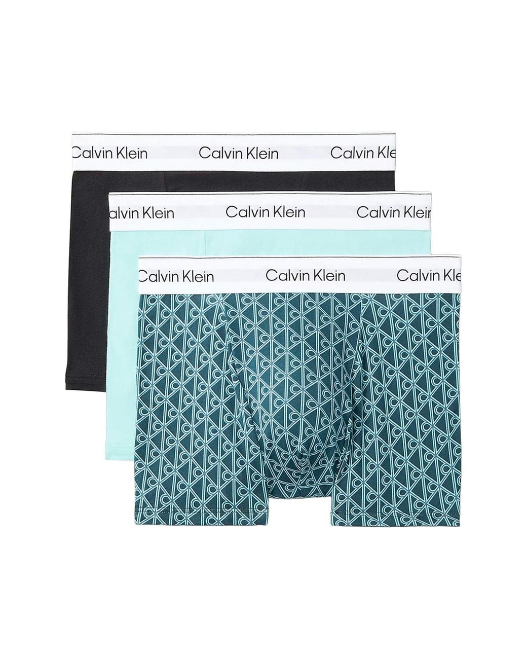 Calvin Klein Blue 3 Pack Icon Cotton Stretch Relaxed Fit Trunk for men