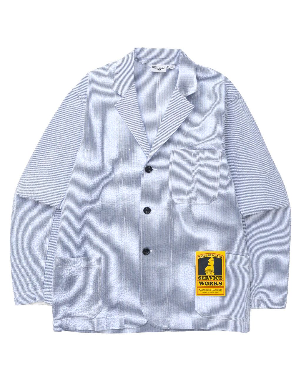 Service Works Blue Seersucker Server Suit Jacket for men