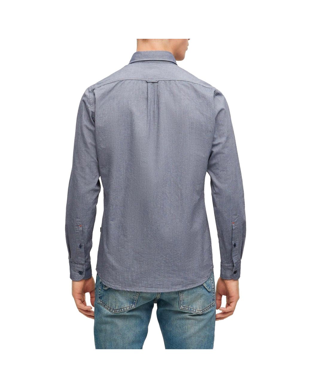 Boss Blue Rickert Oxford Regular Fit Ls Shirt Navy Small for men