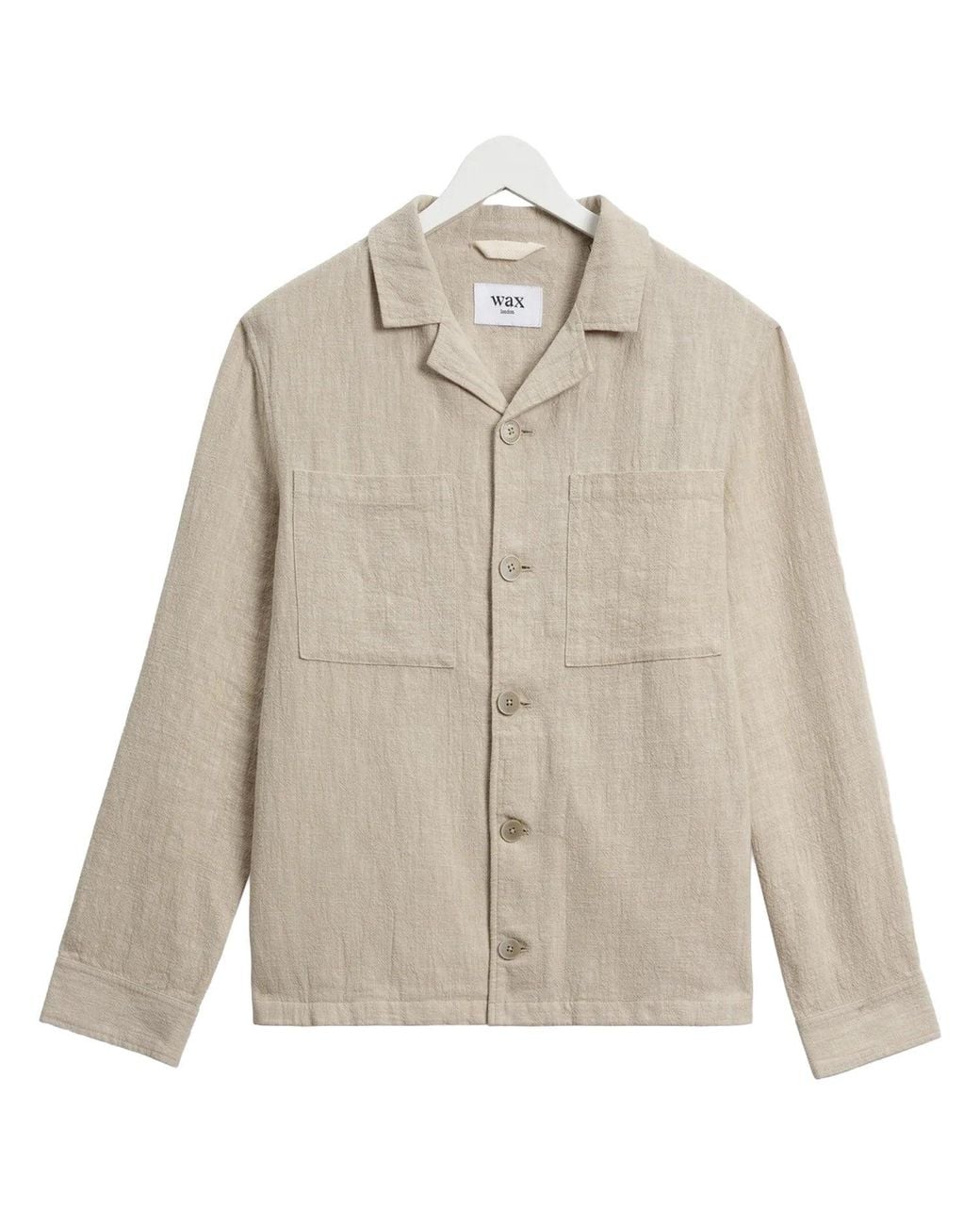 Wax London Natural Aldred Linen Cotton Revere Overshirt for men