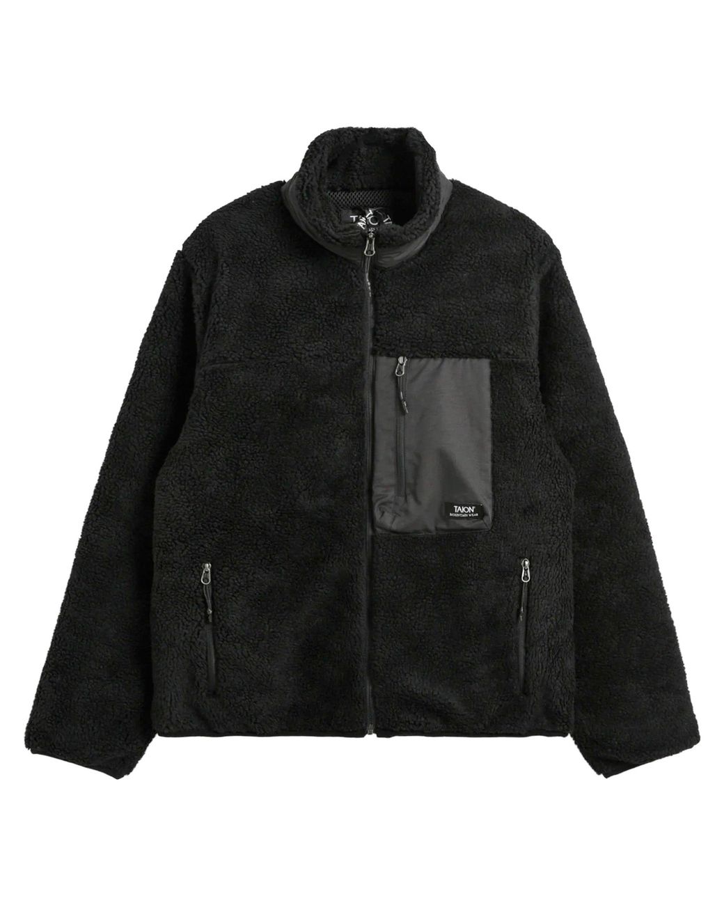 Taion Black Mountain High Neck Boa Fleece Jacket for men