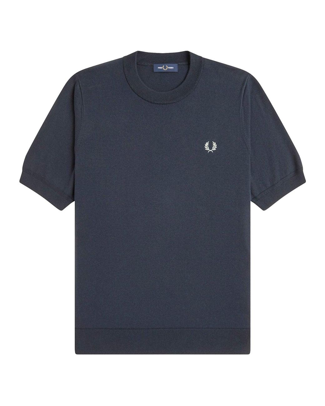 Fred Perry Blue Cotton Knitted T-Shirt for men