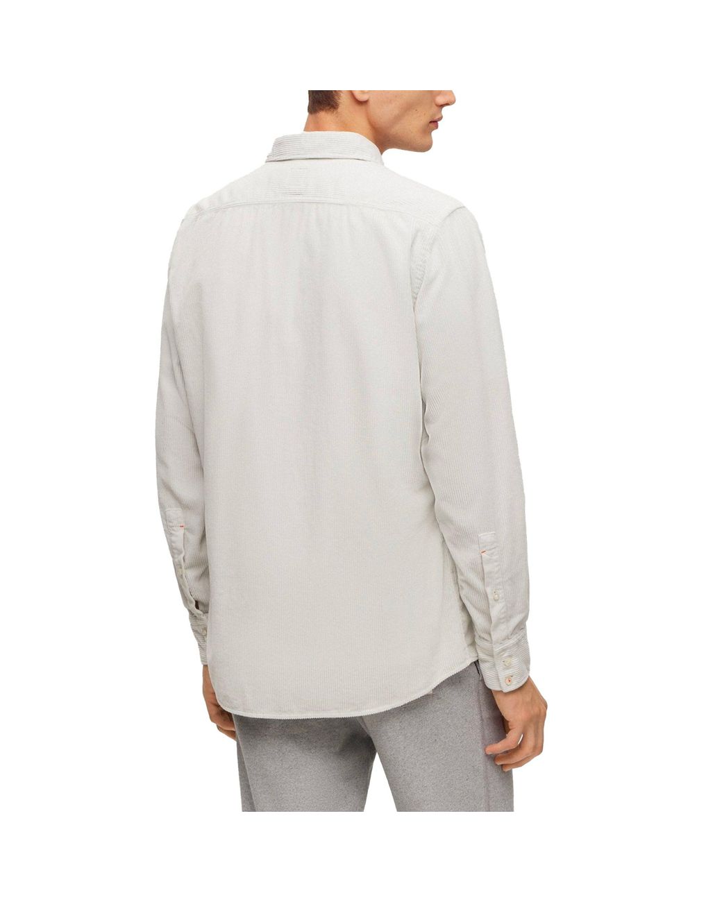 Boss White Relegant 6 Corduroy Shirt Light Pale Small for men