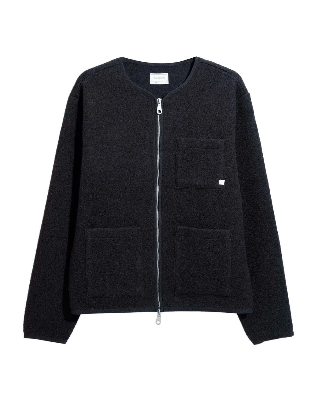Farah Black Tucker Wool Blend Collarless Zip Liner for men