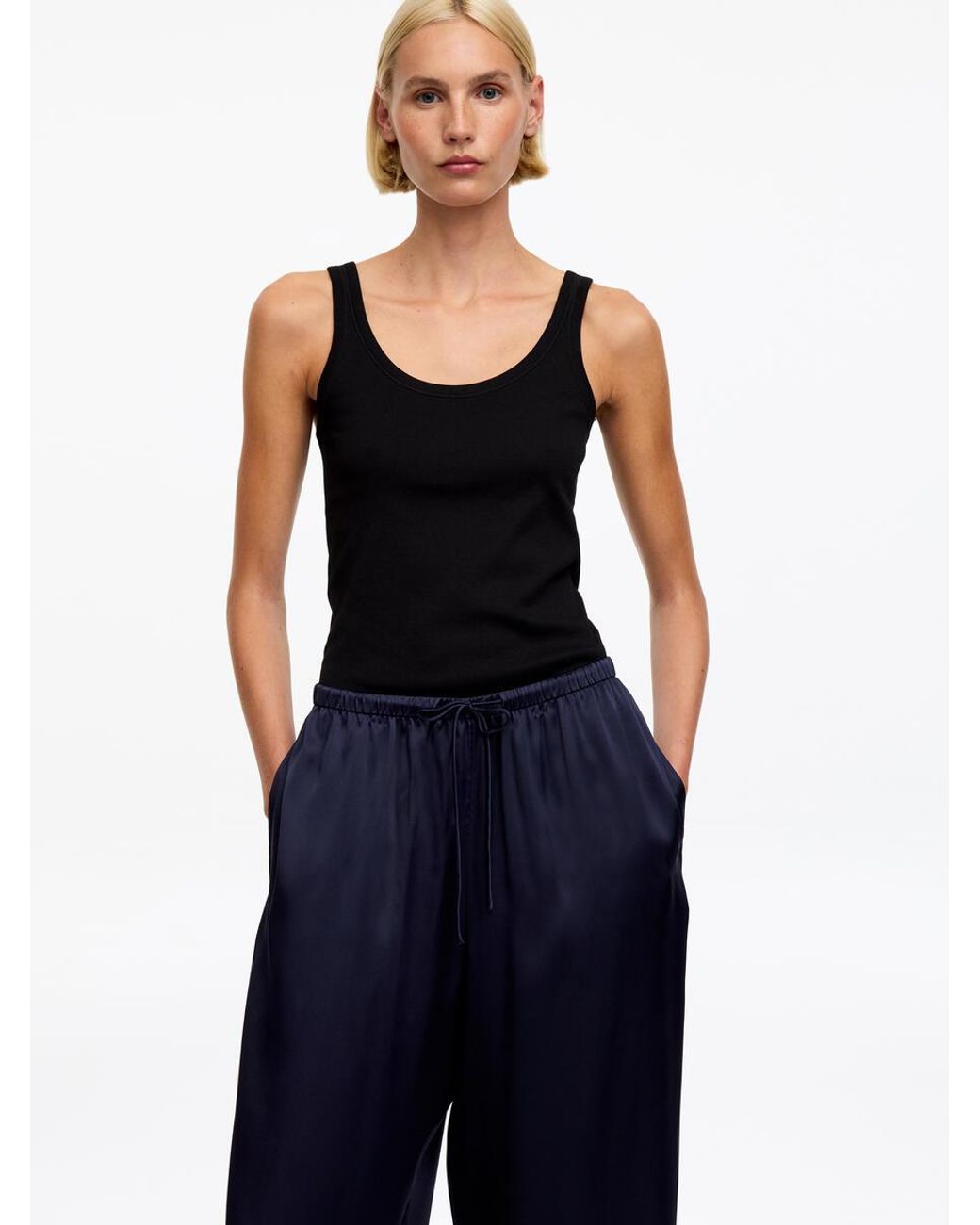ARKET Blue Silk Satin Trousers