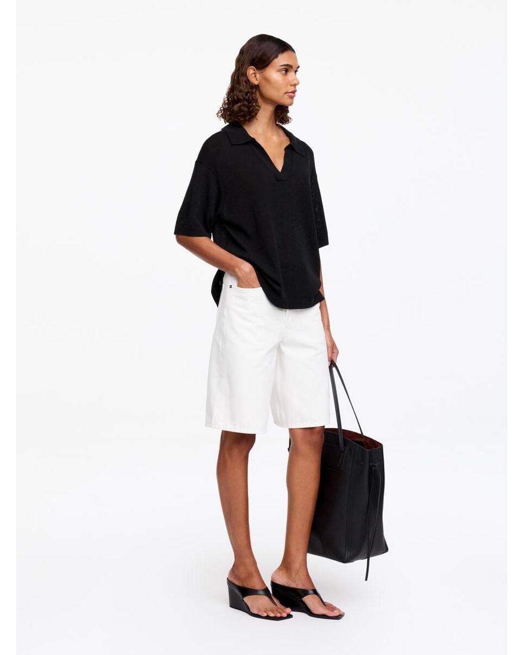 ARKET Black Knitted Polo Jumper