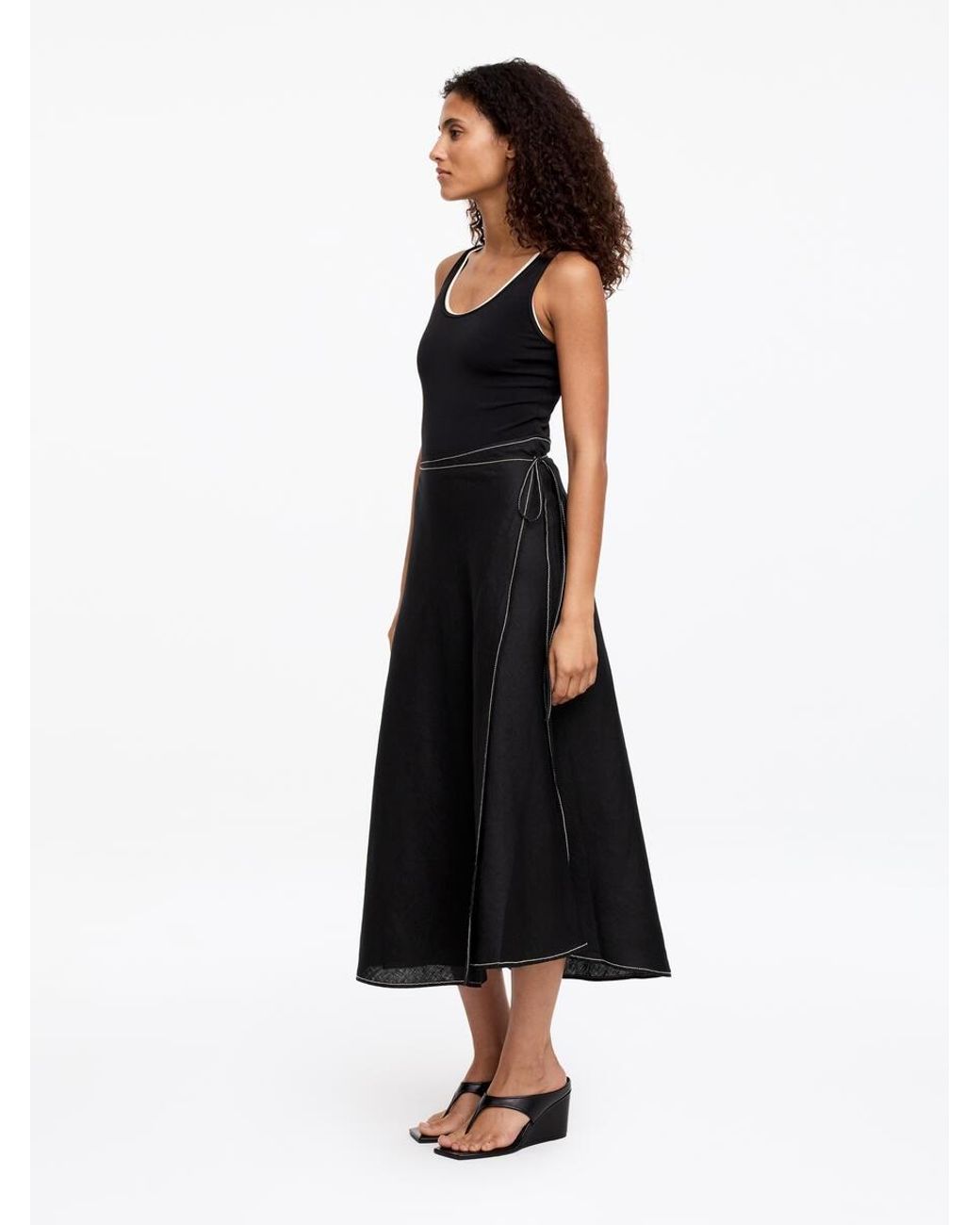 ARKET Black Linen Wrap Skirt