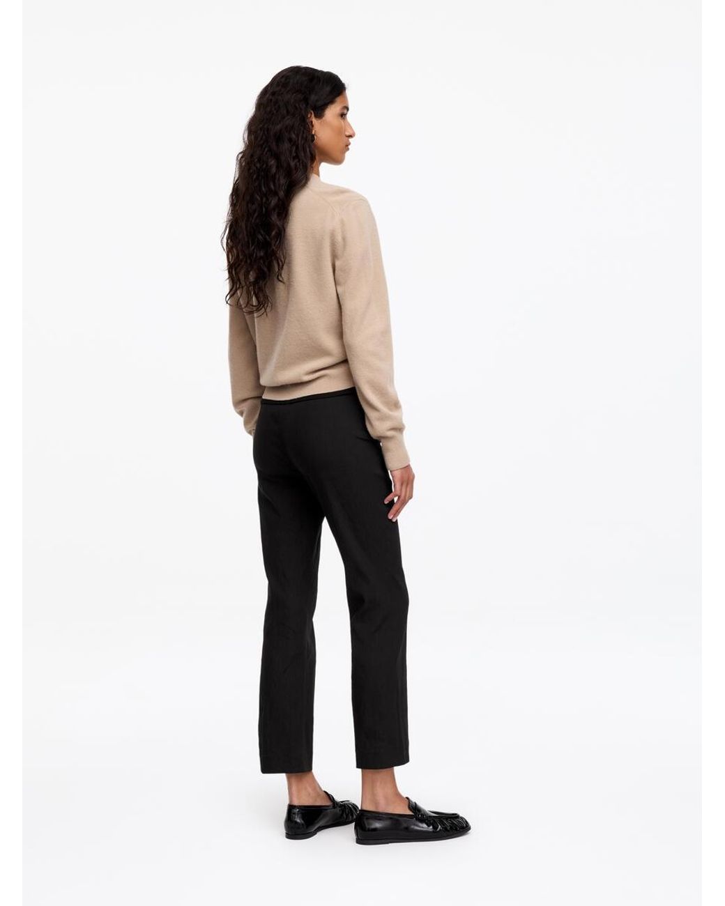 ARKET Black Linen-Cotton Kick-Flare Trousers