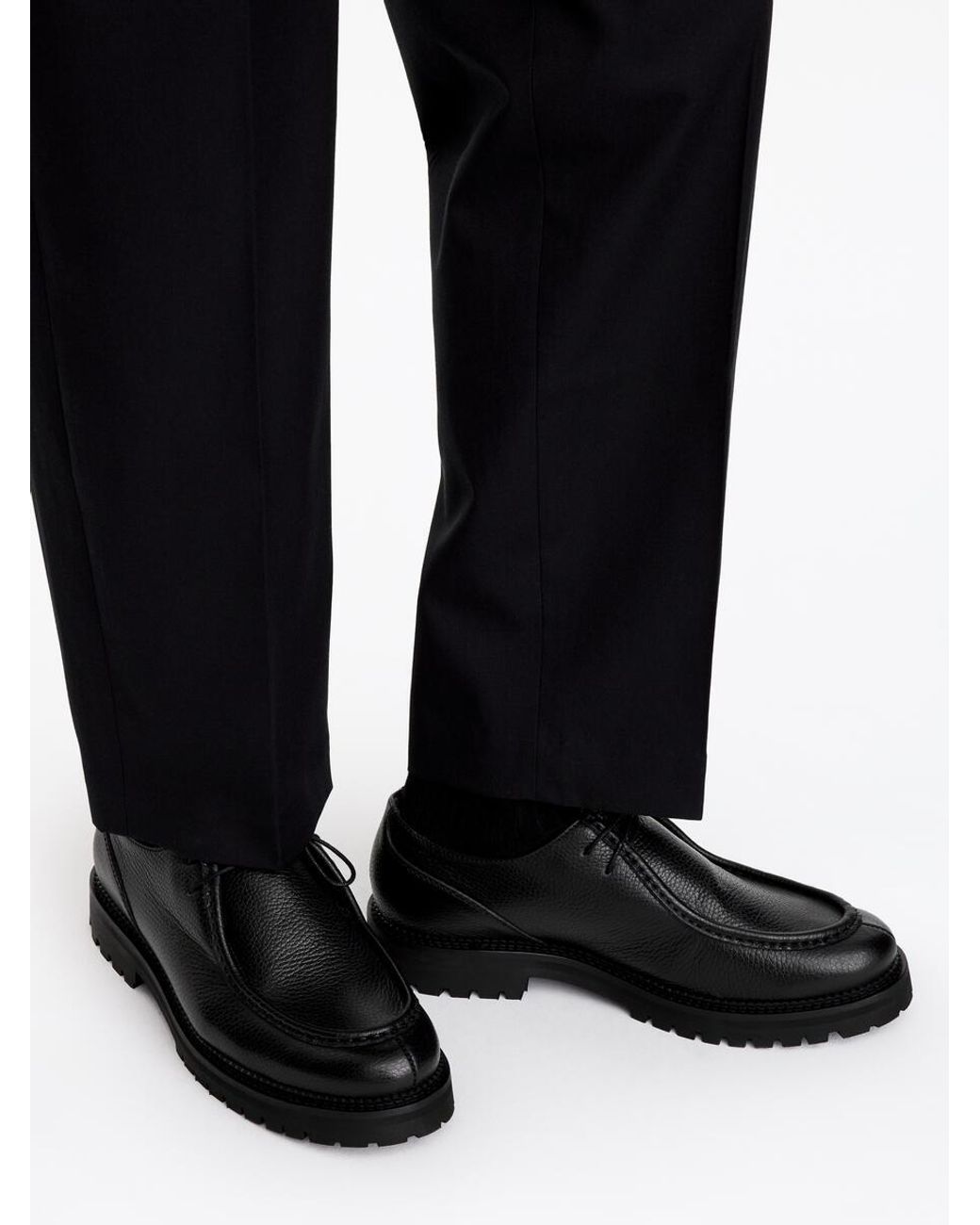 ARKET Black Moc-Toe Leather Shoes for men