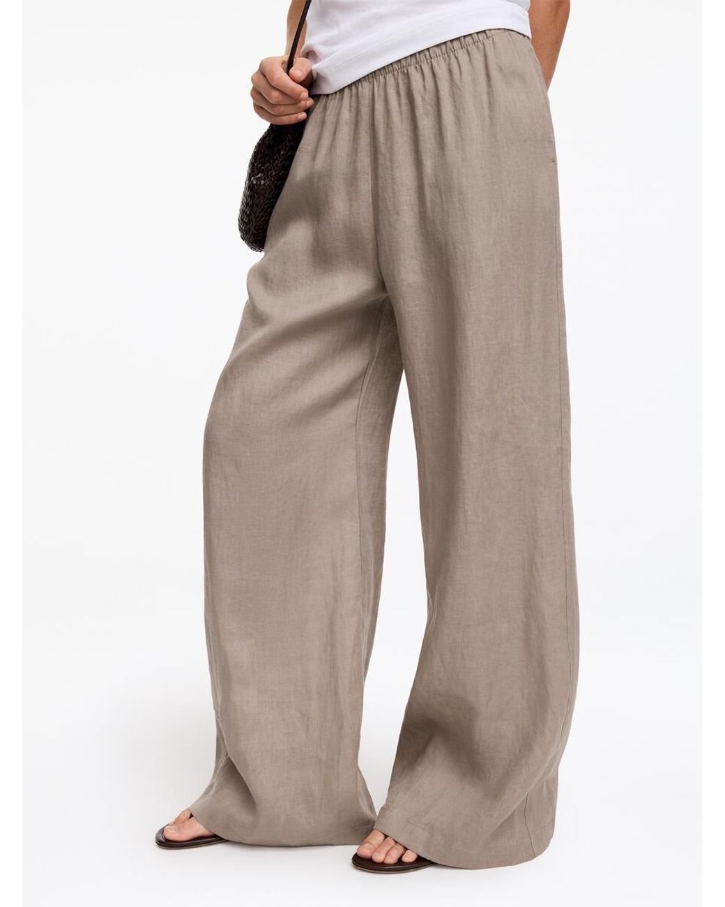 ARKET Gray Wide Linen Trousers