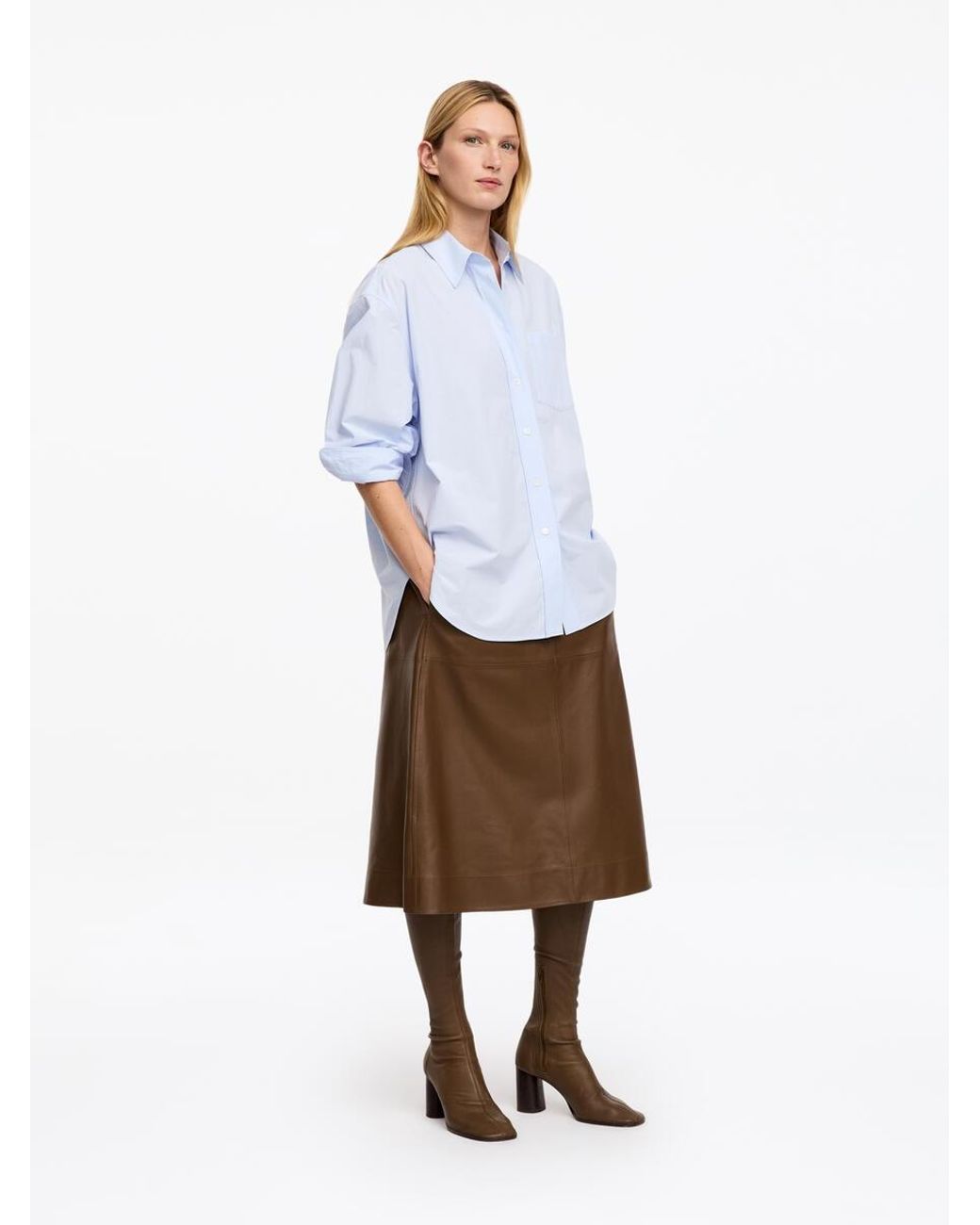 ARKET White Pull-On Leather Skirt
