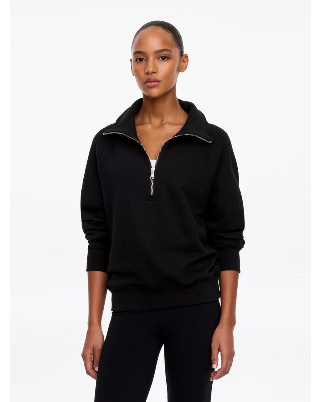 ARKET Black Half-Zip Terry Sweatshirt
