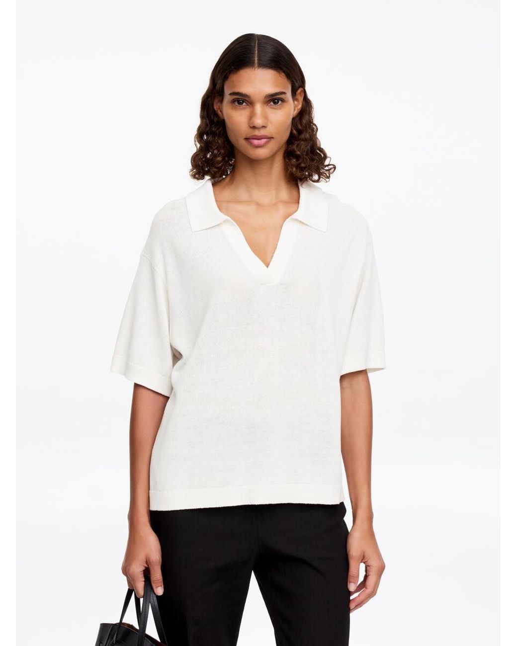 ARKET White Knitted Polo Jumper