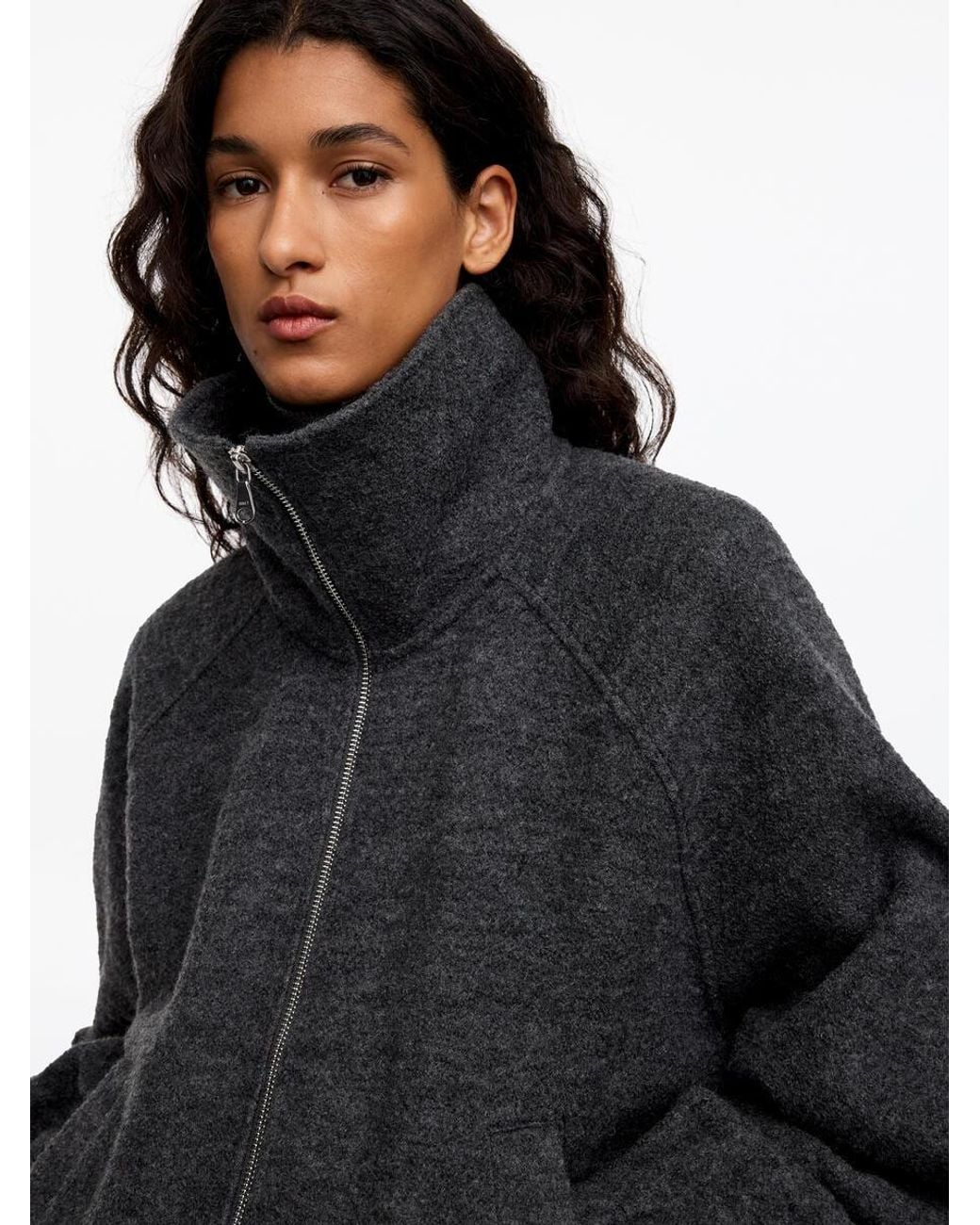 ARKET Black Boiled Wool Jacket