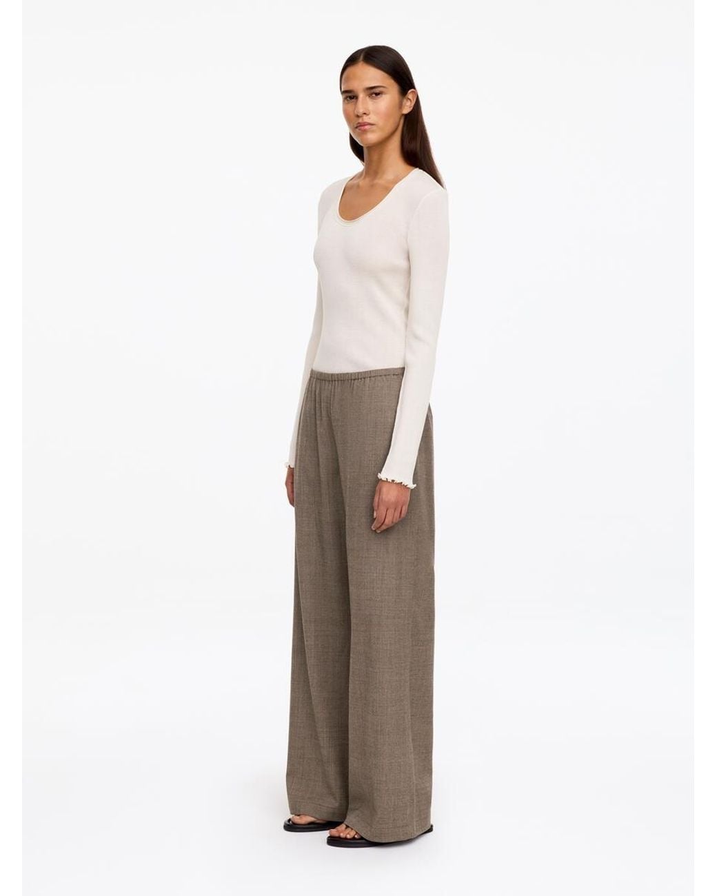 ARKET White Wool-Blend Flannel Trousers