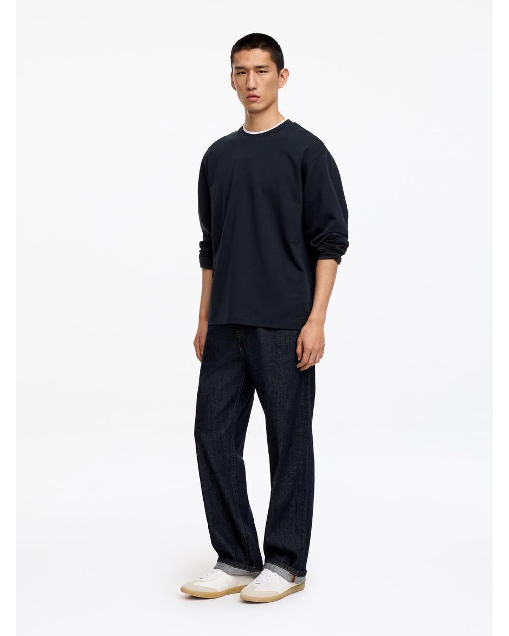 ARKET Blue Interlock Long-Sleeve T-Shirt for men