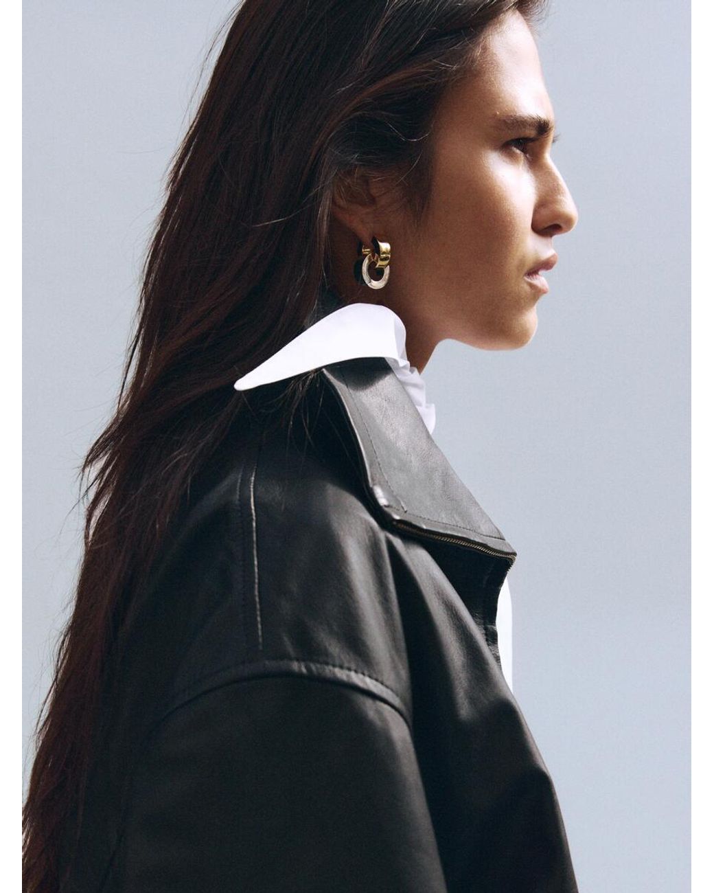 ARKET Black Short Leather Jacket
