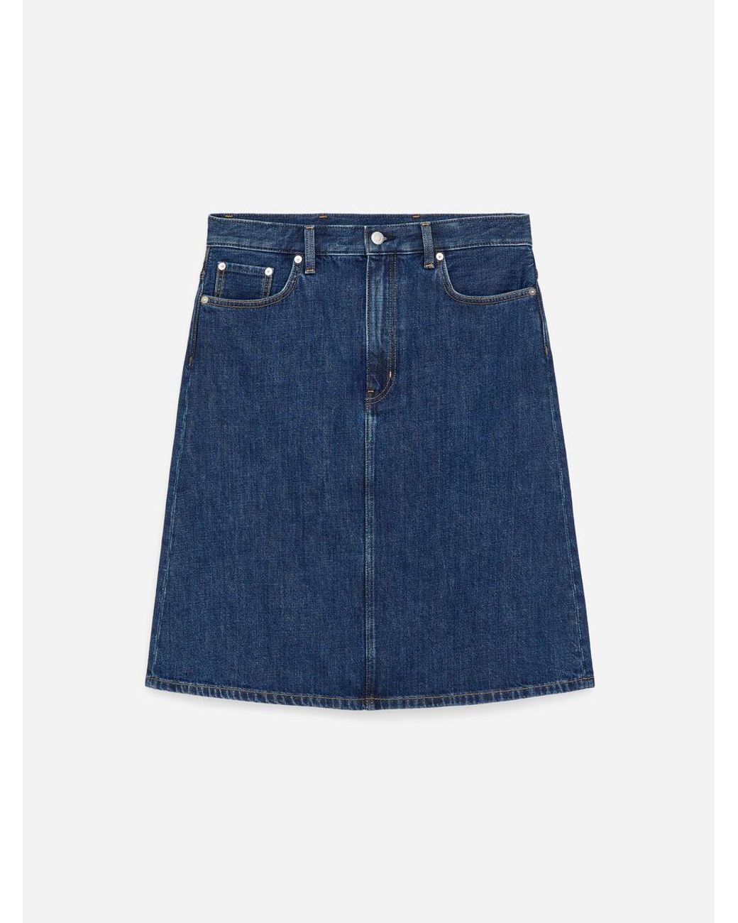 ARKET Blue A-Line Denim Midi Skirt