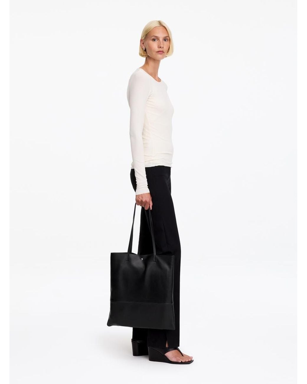 ARKET Black Leather Tote Bag